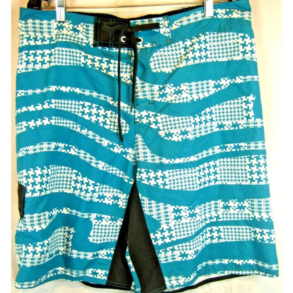 Mens NWT Joe Boxer Blue Check Poly Flat Front Swim Board Shorts sz Lx11